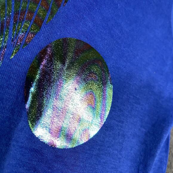 VTG T Shirt Screen Stars Reno L Blue Gold Foil Eagle Single Stitch Robert Walton - Picture 9 of 13